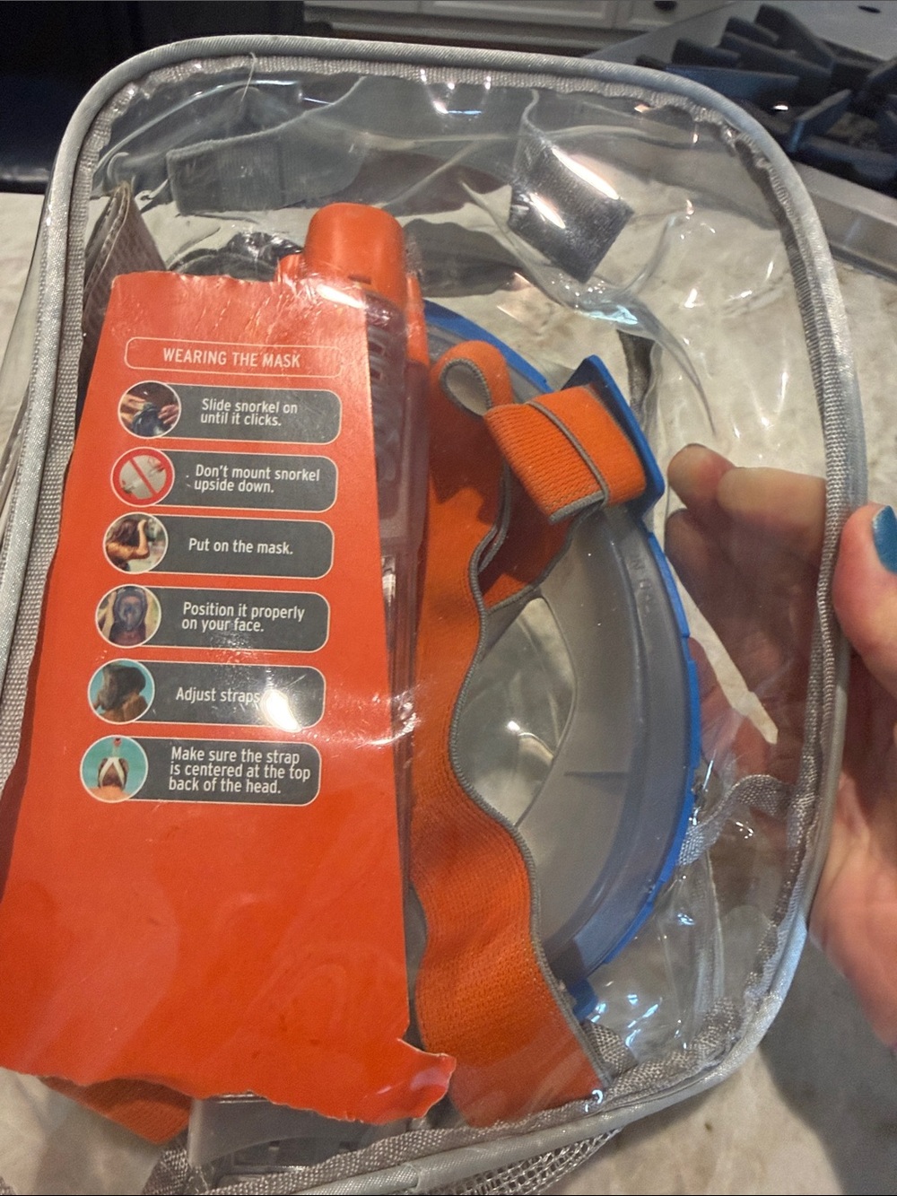 Full-Face Snorkel Mask in Orange and Black